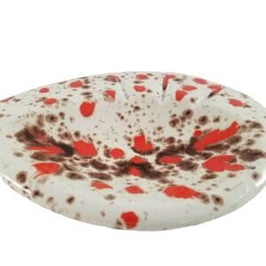 Vintage Ashtray Atomic Boomerang Mid Century Splatter Drip Glaze Ceramic